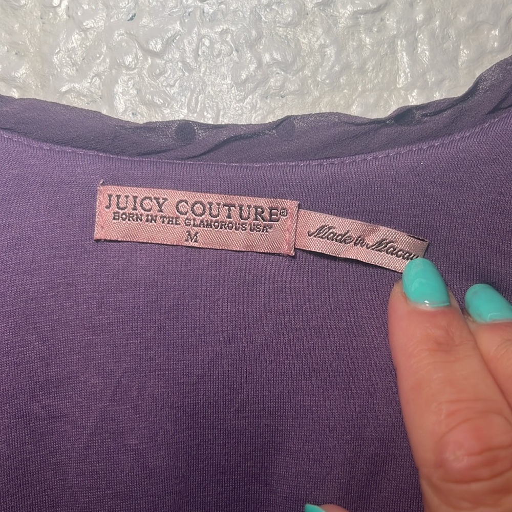 Juicy Couture Deep Purple Women's crushed velvet v-neck dress size medium - Picture 6 of 10
